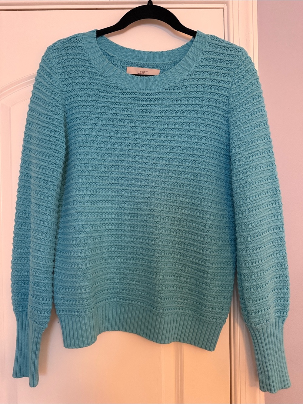 LOFT Aqua Textured Crewneck Sweater